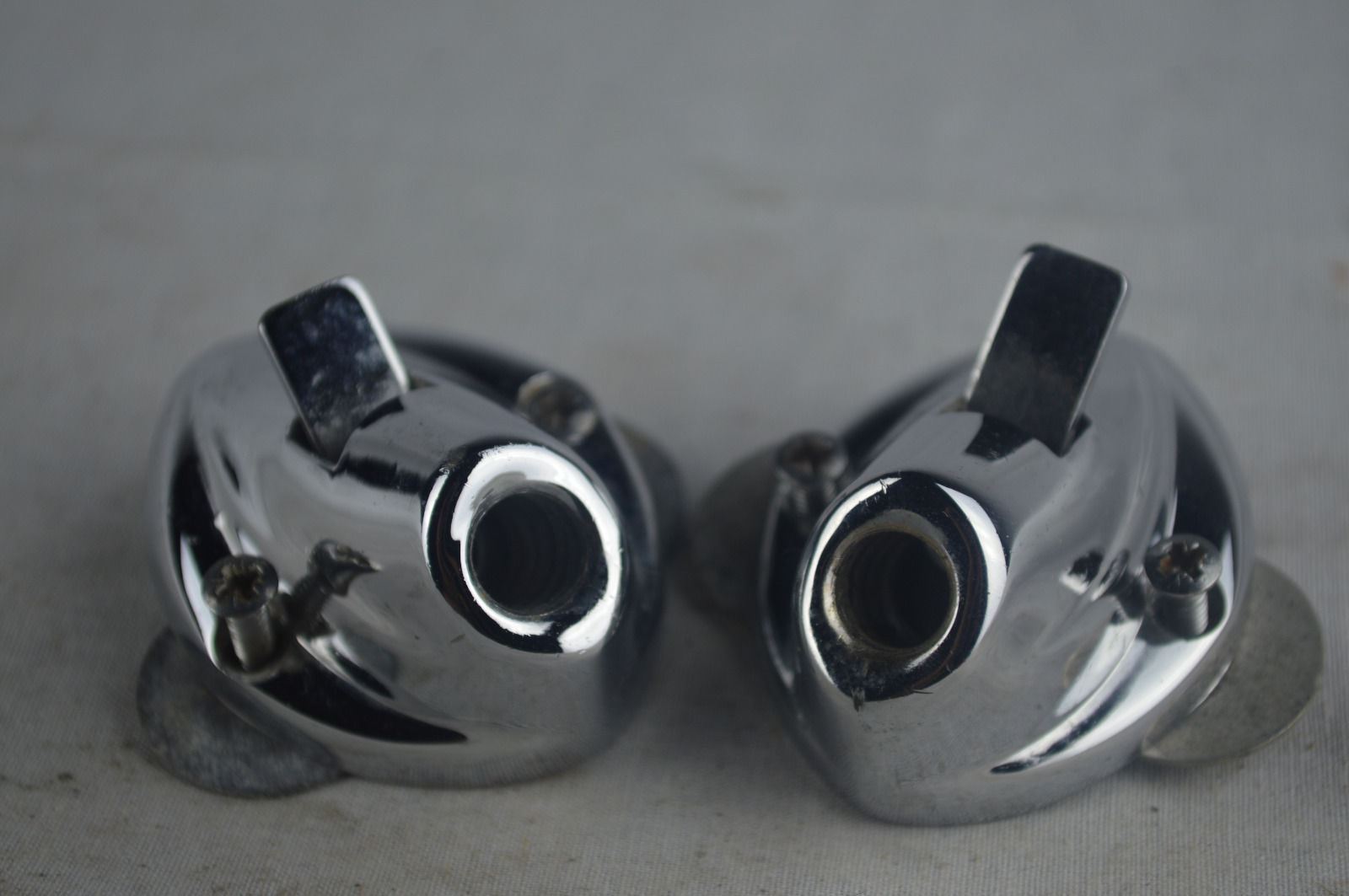Premier 50s-60s Bass Drum Spur Mounts Spring-Loaded Push-Button Chrome England* — main photograph