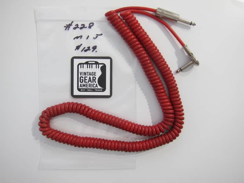 Teisco Del Rey Curly or Coil Cord Guitar Cable MIJ Authentic Vintage Accessory Case Candy Circa-1960s-1970s-Red image 1