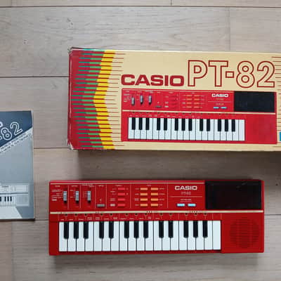 Casio PT-82 32-Key Mini Synthesizer 1980s - Red image 2