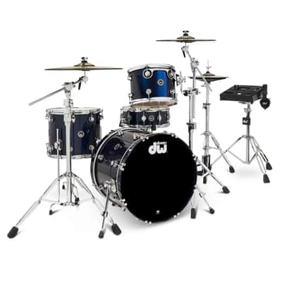DW DWe 4pc Complete Electronic/Acoustic Drum Set w/Roland V51 Midnight Blue Metallic image 1