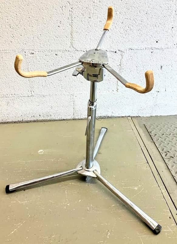 PREMIER (VGC) VINTAGE SNARE DRUM STAND 60's/70's - CHROME - FREE SHIP TO C-USA! image 1