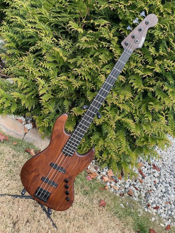 Warmoth Jazz Bass; Luthier-built in 2015; Natural walnut/wenge/ebony; Bartolini Active EQ; NICE! image 1