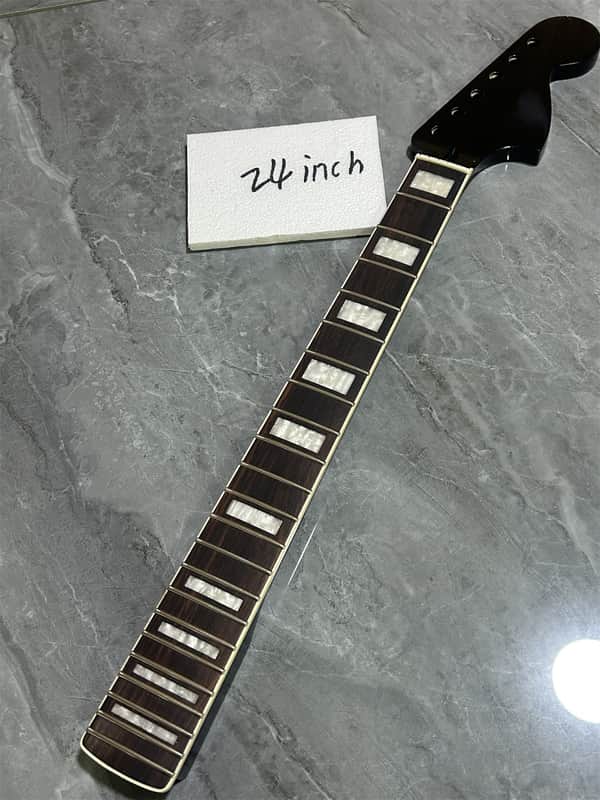 24 inch short scale maple electric guitar neck 22 fret rosewood block inlay image 1
