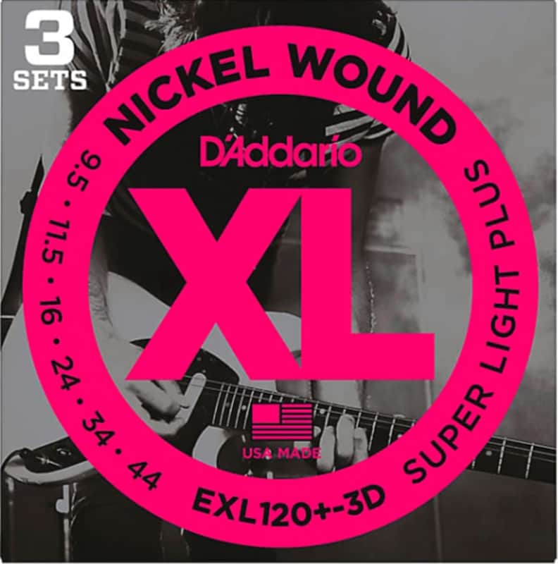 D'addario EXL120+ Nickel Wound, Super Light Plus, 9.5-44 3 Pack image 1
