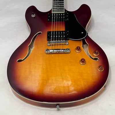 Washburn HB30TS Semi Hollow Body electric guitar made in Korea w case 2003 - Tobacco Sunburst image 2