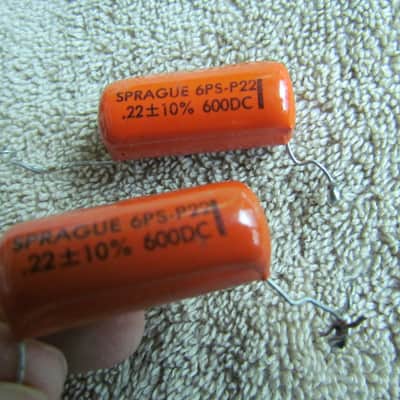 Sprague 6PS-P22 Capacitors Orange Set Of 2 Used But Good Condition image 2