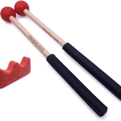 1 Pair Tongue Drum Mallets with Bracket Handpan Drum Sticks Rubber Mallet Percussion Instrument Accessory (Red) image 1