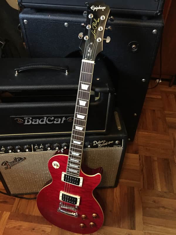 Epiphone Les Paul Classic Quilt Flametop Cherry Set Neck Guitar with slash looks! es sg ri lp jr image 1