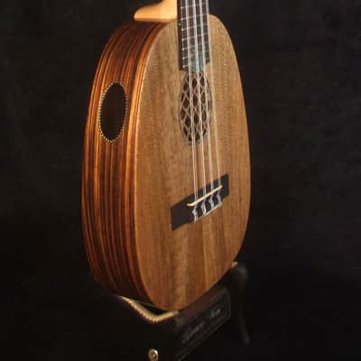 Handmade 8 String Tenor Ukulele, Solid Mango, Zebra wood Pineapple, Abalone Inlay, Soft-bag, Bruce Wei UAW17-2119-1 image 5