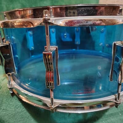 Ludwig 6.5x14" Vistalite Acrylic 10-Lug Snare Drum with P-85 Strainer 1970s - Blue image 7