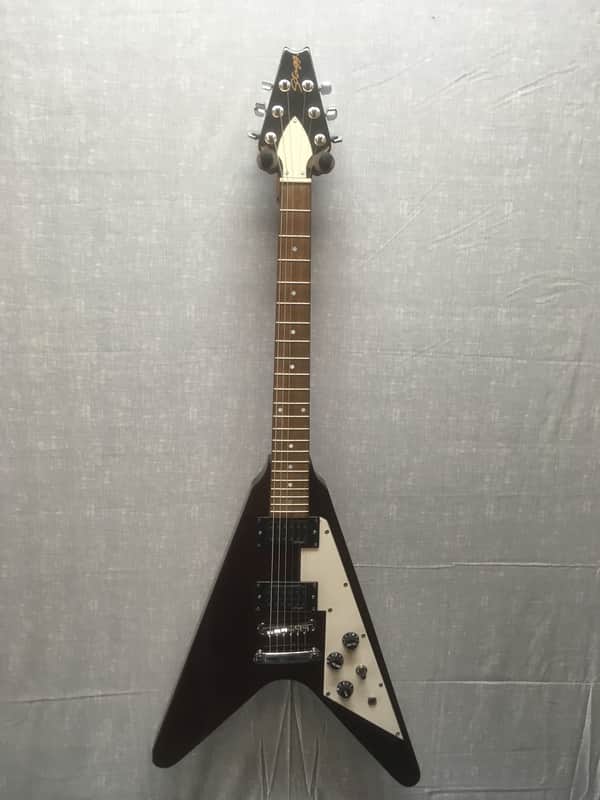Stagg Flying V Electric Guitar Gloss Walnut image 1