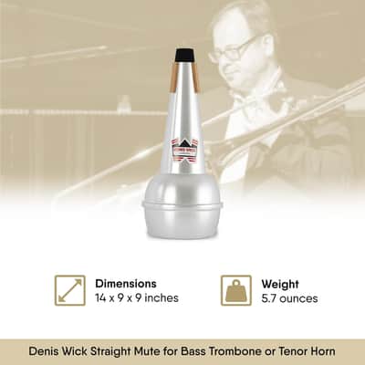 Denis Wick Straight Mute for Bass Trombone or Tenor Horn, 5509 - Hand-Spun Aluminum Mute with Natural Cork, Brilliant Tone, Intonation & Tight-Bell Fit for Practice or Performance image 3