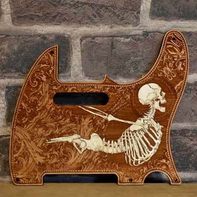 Handcrafted Cherrywood Pickguard for Fender Telecaster – Laser-Engraved Unique Design image 1