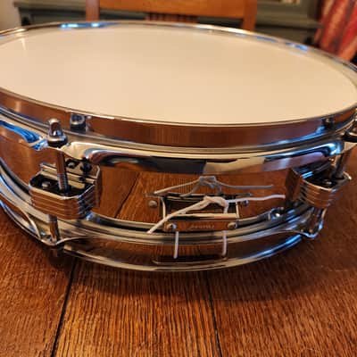 Ludwig No. 405 Aluminum Piccolo 3x13" 6-Lug Snare Drum with Pointed Blue/Olive Badge late 70's- Chrome-Plated image 3