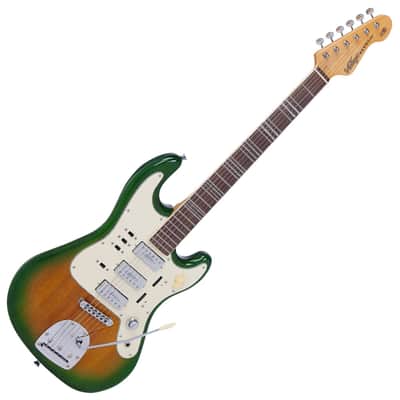 Vintage REVO Series 'Galactica' Electric Guitar ~ Green / Yellow Burst image 1