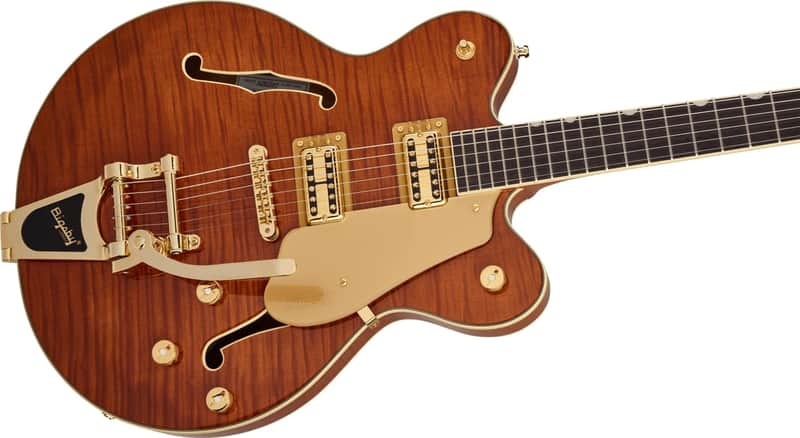 Gretsch Electromatic LTD Flame Okoume Broadkaster Double-Cut with Bigsby, Rosewood Fingerboard, Roundup Orange image 1
