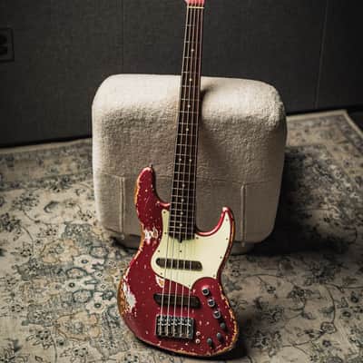 Xotic XJ-1T 5 String Heavy Aged-Burgundy Mist w/Matching Headstock image 2