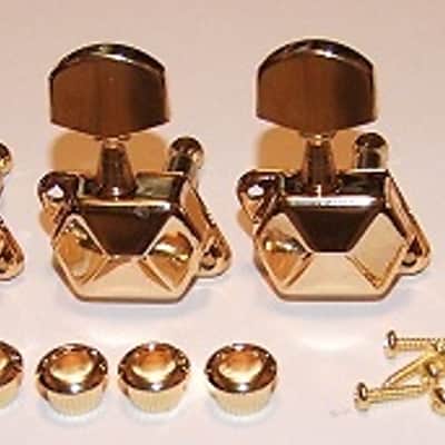 Guitar Parts Economy COVERED Style - 6 In Line - TUNERS SET - Gold image 1