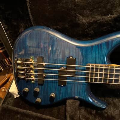 Barrington ntb 332 bass guitar. with midi installed 1990 blue flame image 2