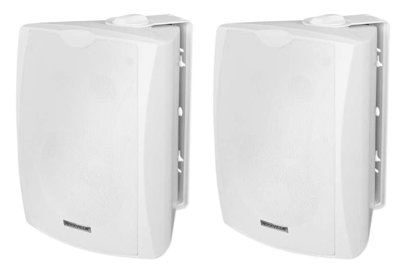 2) Rockville WET-6W 70V 6.5" IPX55 White Commercial Indoor/Outdoor Wall Speakers image 1