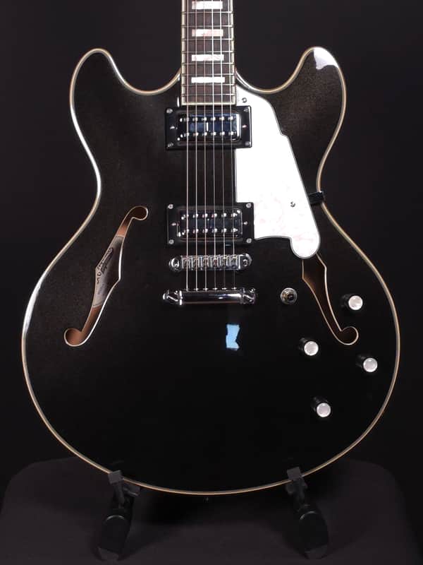 D'Angelico Premier DC Semi-Hollow Double Cutaway with Stop-Bar Tailpiece 2020 - 2022 - Black Flake image 1