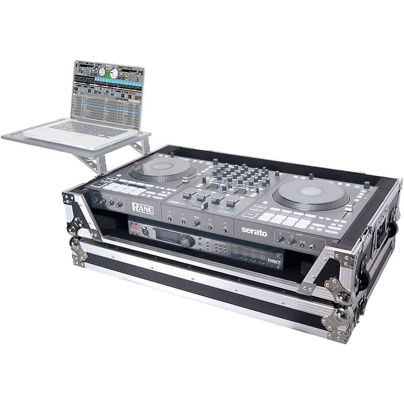ProX ATA Flight Style Road Case For RANE Four DJ Controller with 1U Rack Space & Wheels Black image 1