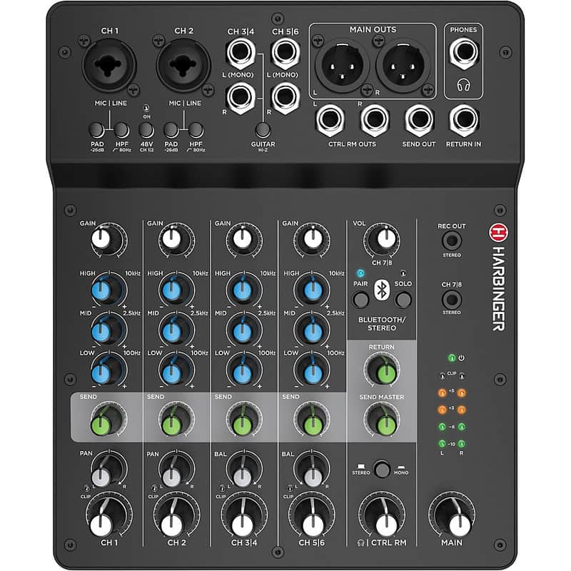 Harbinger LV8 8-Channel Analog Mixer with Bluetooth Regular image 1