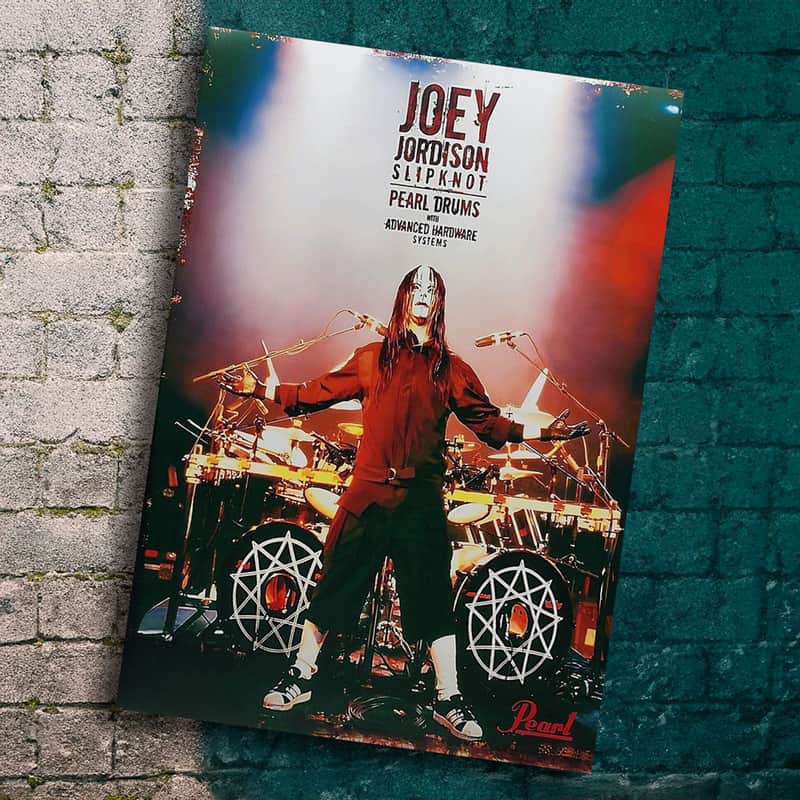 PEARL DRUMS SLIPKNOT JOEY JORDISON POSTER INSANELY RARE LIMITED EDITION DRUM CYMBAL CASE CANDY DRUM CYMBALS FREE SHIPPING! image 1