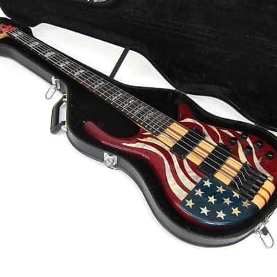 1976 USA Custom Made Electric Bass American Flag Model Red White & Blue Stars & Stripes Inlay wOHSC image 24
