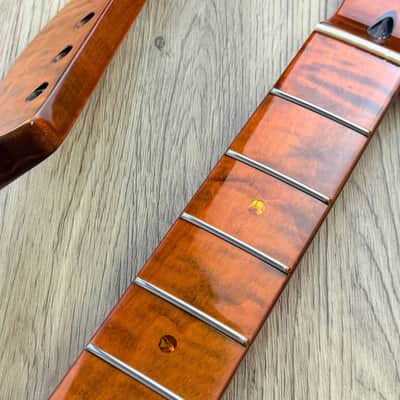 Left Handed Tiger Maple Wood Guitar Tele Style Neck, 22 Frets image 6