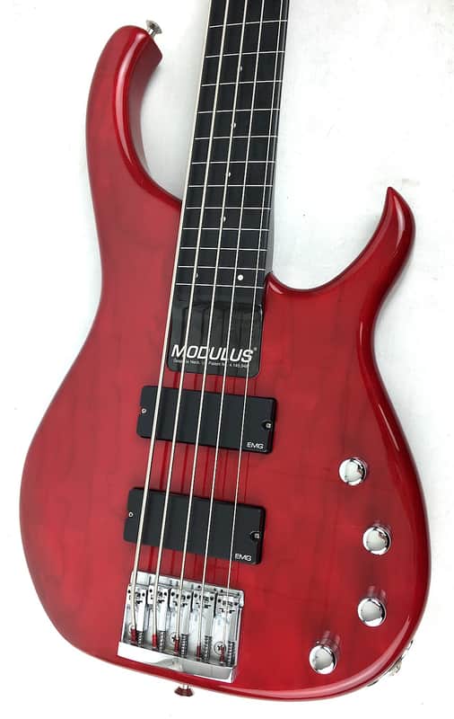 Modulus Quantum Five-String Fretless - Transparent Cherry image 1