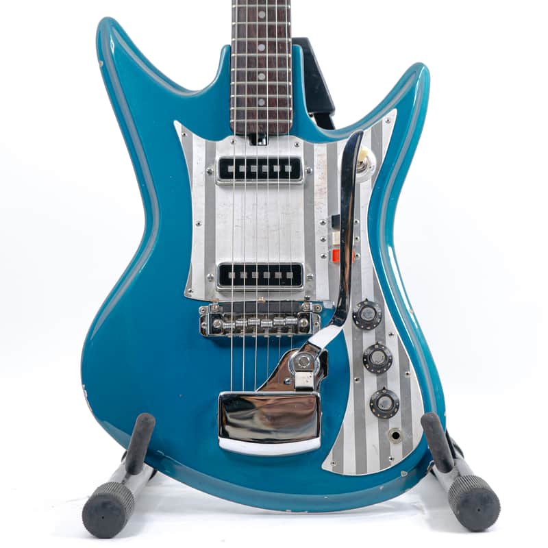 60s Teisco Del-Ray ET-230 Sharkfin Guitar Lake Placid Blue w/ Bridge Mute, Vibey Design image 1