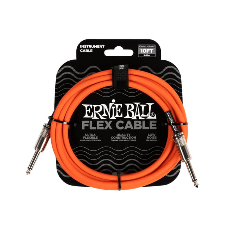 NEW Ernie Ball Flex Instrument Cable - Straight/Straight - Orange - 10'