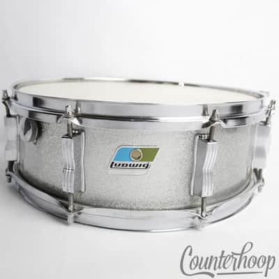 Ludwig 14x5" Jazz Festival Snare Drum Silver Sparkle Blue/Olive Vintage 80s 6Ply image 1