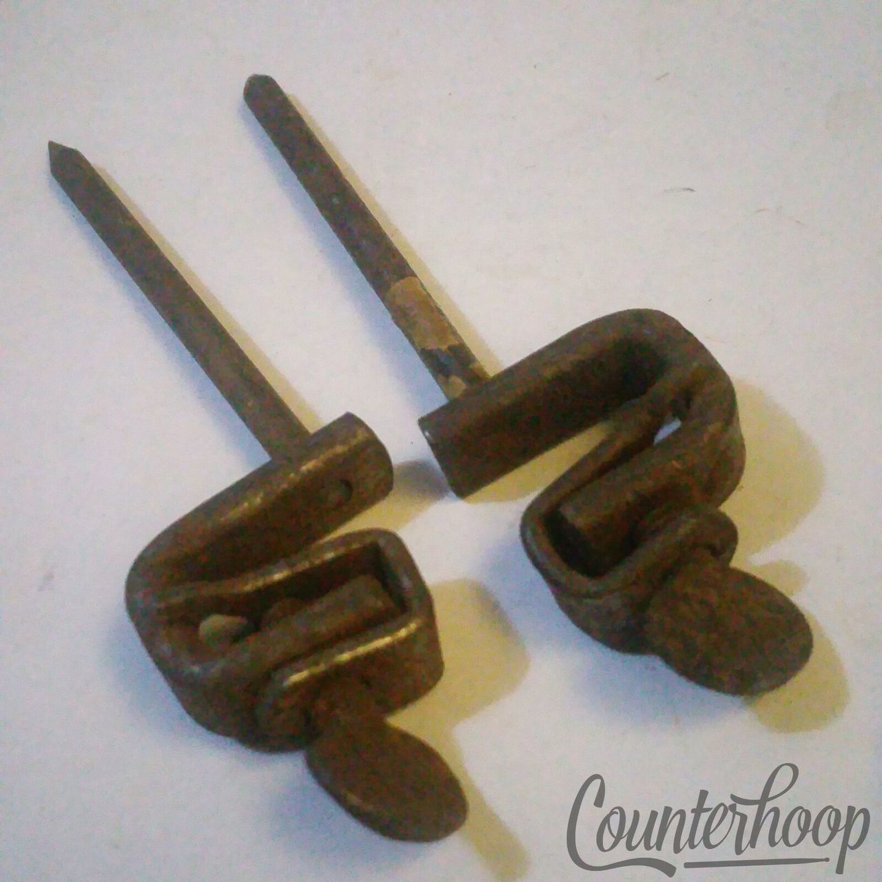 Ludwig Bass Drum Clamp-On Spurs Mounts Fixed Spikes/Legs Nickel Vintage 20s USA — main photograph