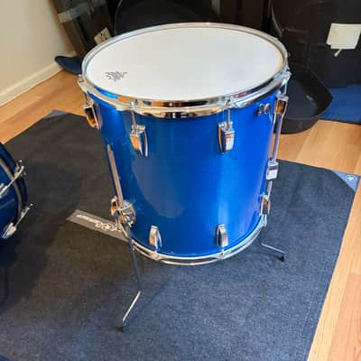 1960s Ludwig Drum Set Blue Sparkle 22/13/16 w/ bonus 14" image 7
