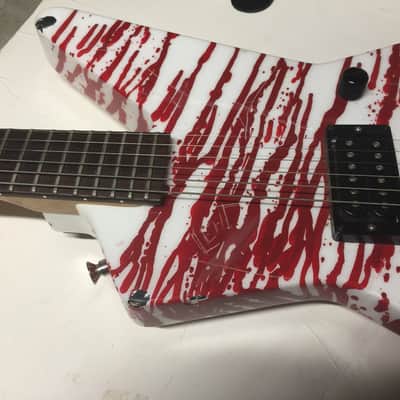 Jackson Custom Shop Star "Chris Holmes WASP" Tribute 2000's ? Blood Spatter On White / Matching Head image 4