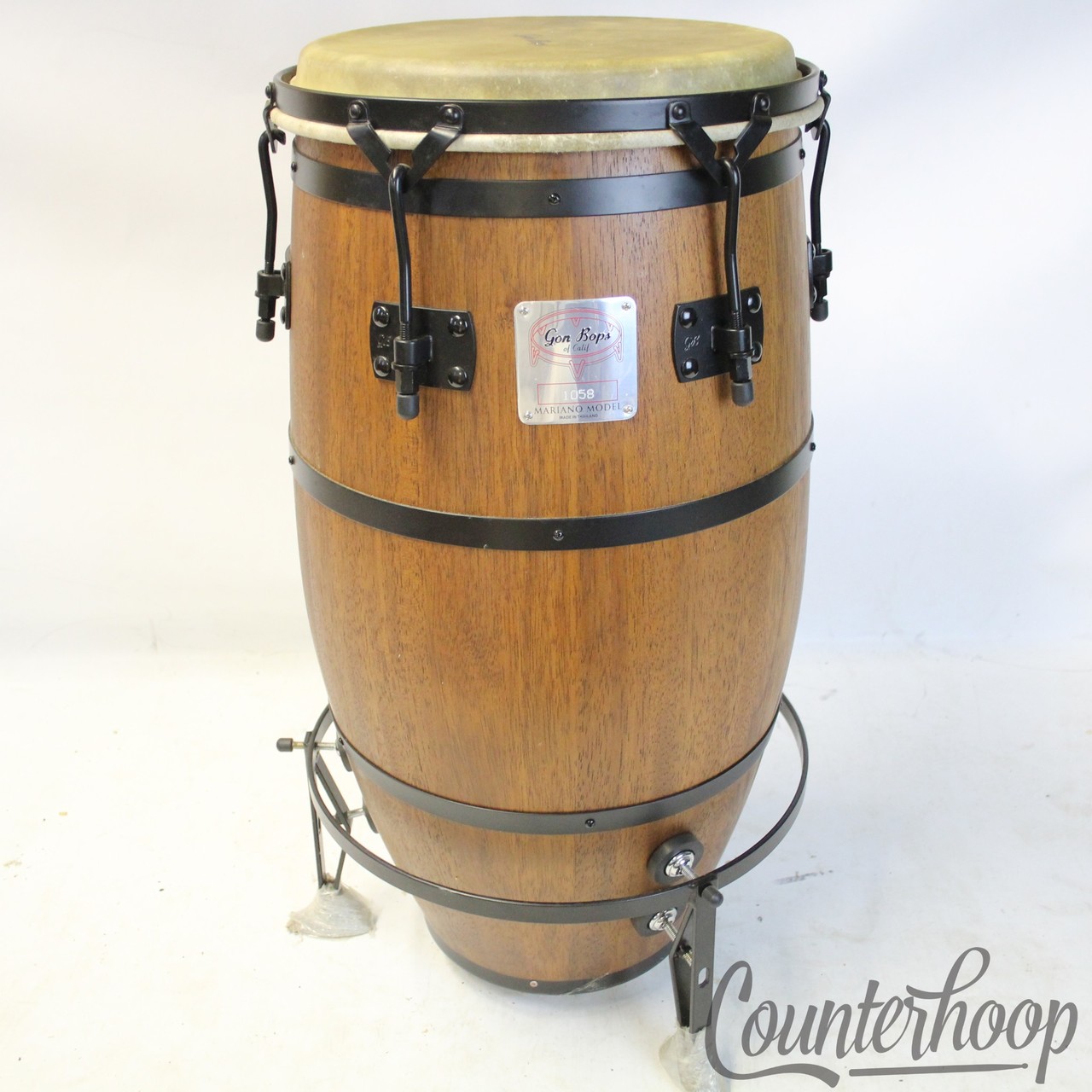 Gon Bops Mariano Super Tumba+Cradle Stand,Mahogany/Black(MB1325)13.25x30"Conga* — main photograph