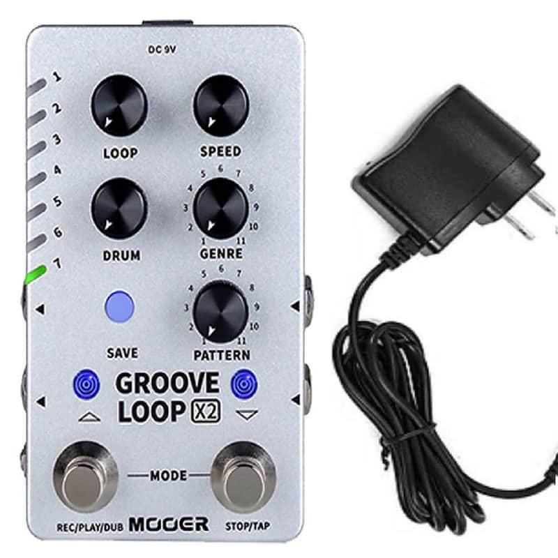 Mooer Groove Loop X2 Looper Drum Machine Guitar Effector + Power