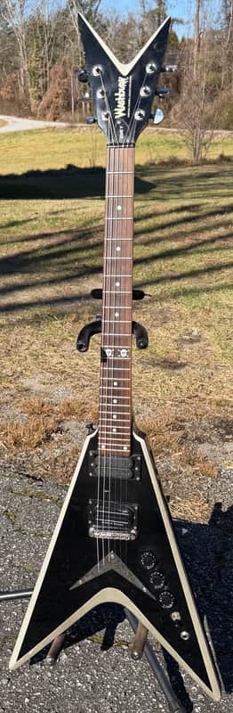 2004 Washburn Dimebag Darrell Signature Flying V Dime Black/Silver Pantera image 1