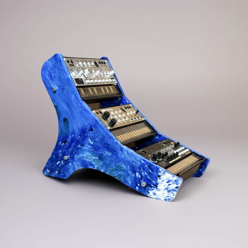 Korg Volca Rack, 3 Synth Stand, Recycled Plastic, Blue texture image 1