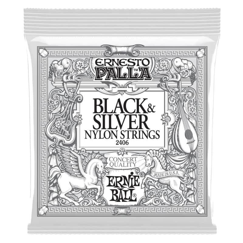Ernie Ball 2406 Ernesto Palla Nylon Black and Silver Tie-On Classical Guitar Strings image 1