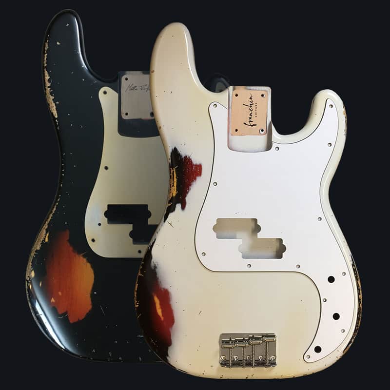 Made to Order - FRANCHIN Jupiter bass body Relic Aged 100% Nitro Lacquer COLOR OVER COLOR (Sunburst/ Black/ White/ Blue/ Green/ Yellow/ Red/ Pink/ Burgundy/ Purple/ Gold/ Silver, etc.) Basswood Poplar Precision-Bass Style Made in Italy image 1