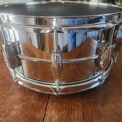 Ludwig LM411 Super-Sensitive (changed over to P85)6.5x14" 10-Lug Aluminum Snare Drum 1980's- Chrome-Plated image 4