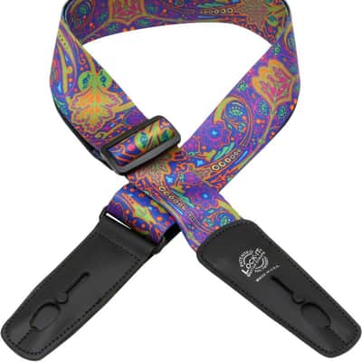 Lock-It Straps Bob Masse Rock Art Leather End Guitar Strap - BLUE JOURNEY