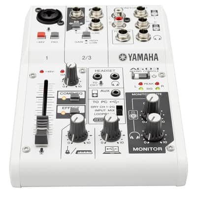 Yamaha AG03 3-Channel Mixer w/ USB Audio Interface - White image 2