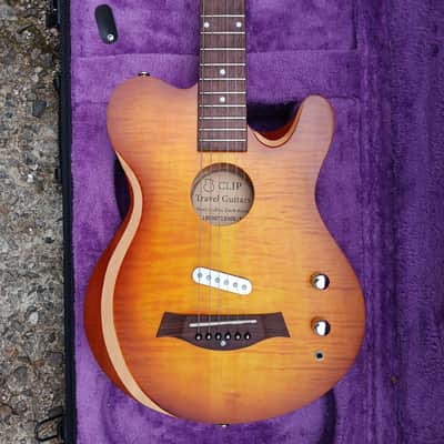 CLIP SAE-580 Travel Silent Guitar Yellow Flame Brown Burst image 4