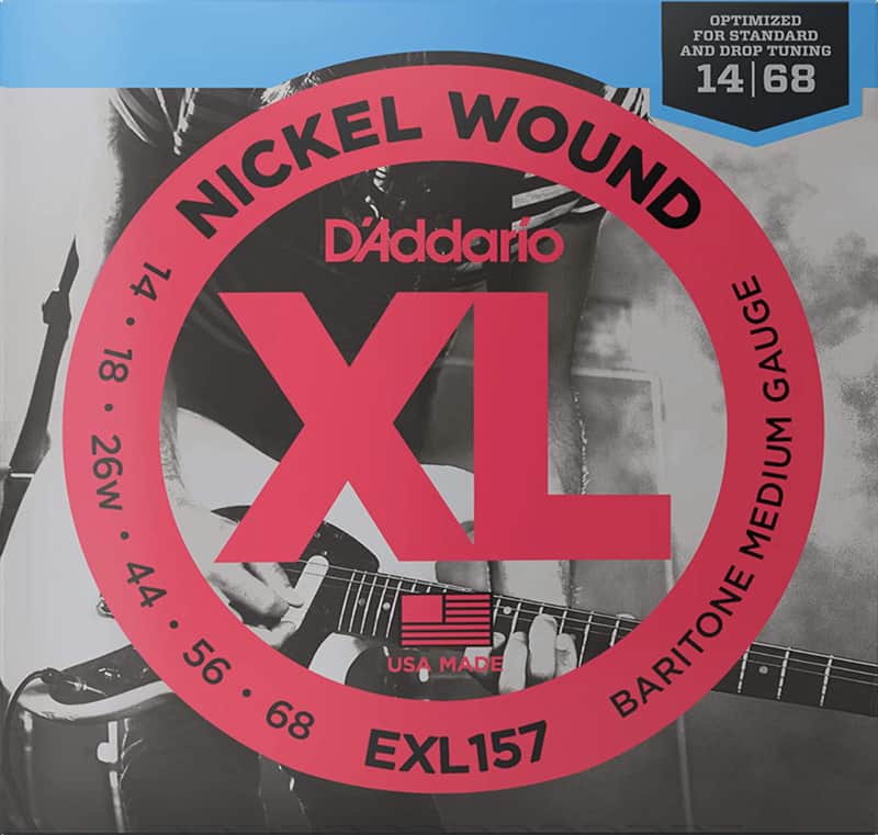 D'Addario EXL157 Nickel Wound Electric Guitar Strings, Baritone Medium, 14-68 image 1