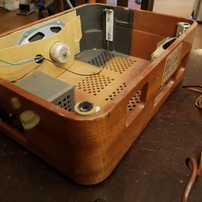 Tandberg Model 3B Beautiful rare mono tube amp project, cab, case, handle, AlNiCo speaker 1950s - Stained Bent Wood image 2