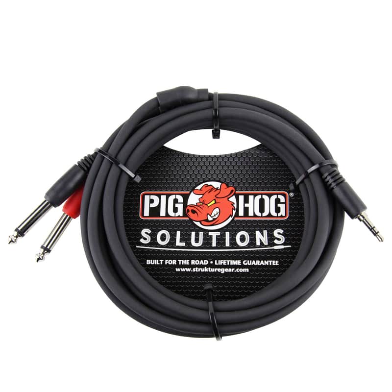 Pig Hog PB-S3410 3.5mm TRS to Dual 1/4" TS Stereo Breakout Cable - 10' image 1